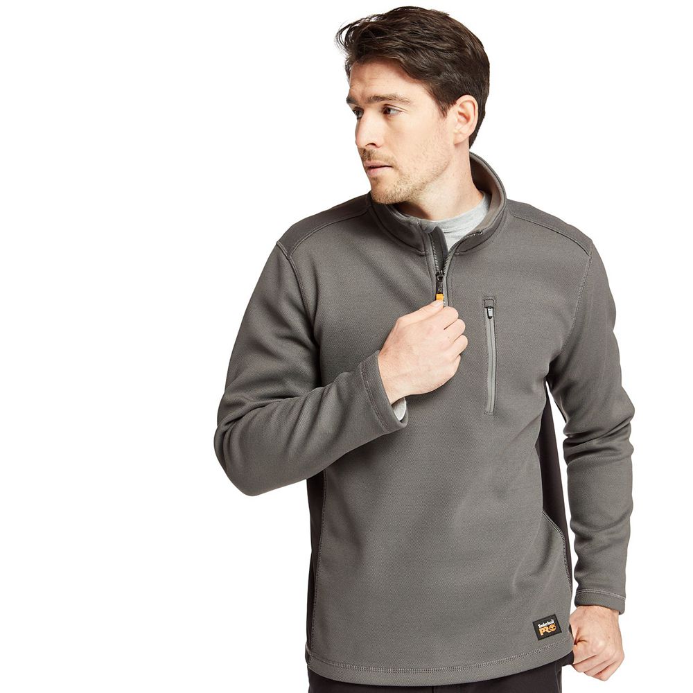 Moletom Masculino - Timberland Pro® Studwall Quarter-Zip Textured Fleece - USJNQ9750 - Cinzentas Esc